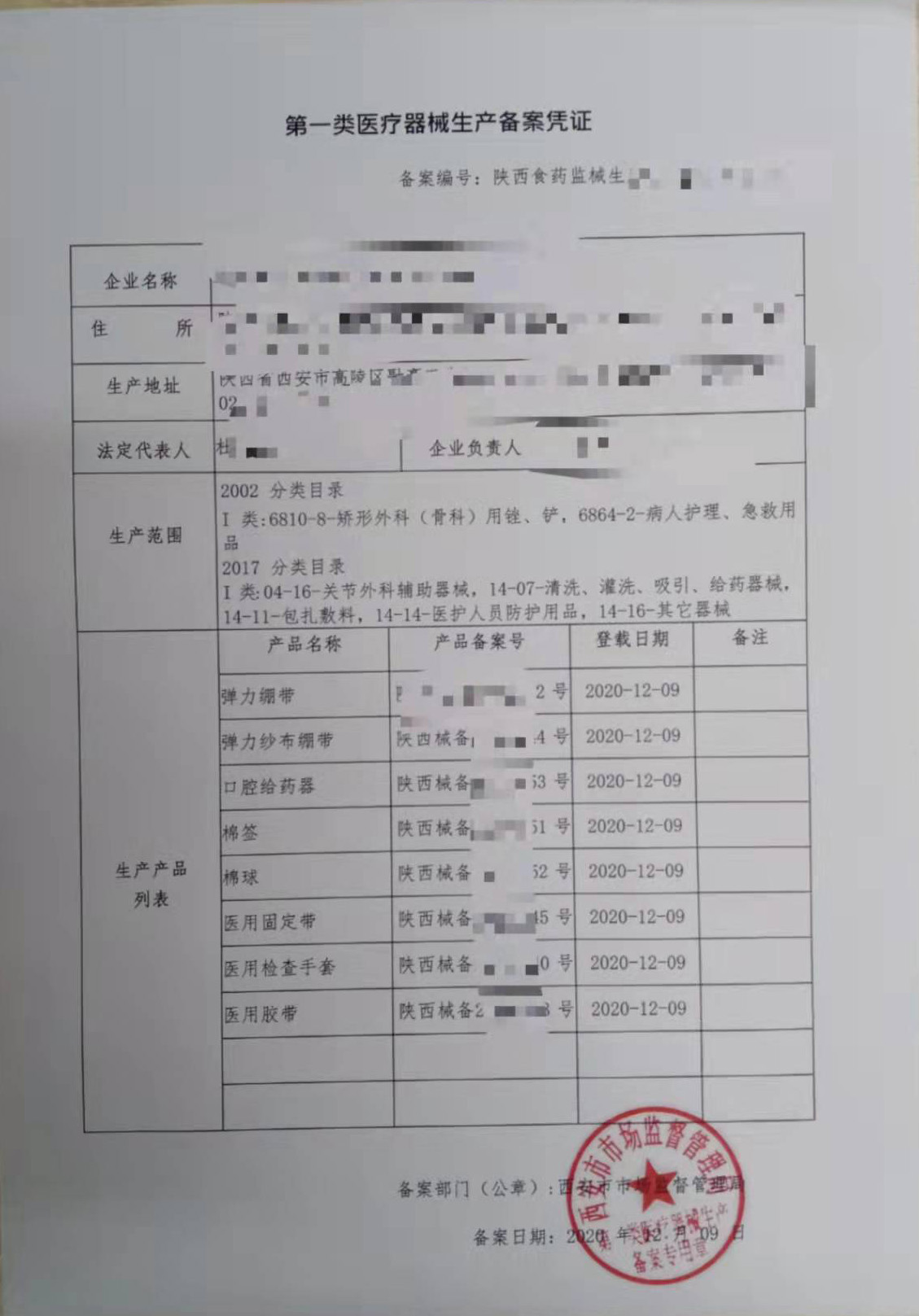 第一类医疗器械生产备案